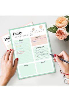 Y&D Daily Planner Notepad, 2Pcs To Do List Notepad Undated Note Pad, 8.4 X 6.1 Inech 52 Sheets Checklist for Work Planner, Academic Tear-Off Planning School Supplies  - Image 4