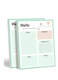 Y&D Daily Planner Notepad, 2Pcs To Do List Notepad Undated Note Pad, 8.4 X 6.1 Inech 52 Sheets Checklist for Work Planner, Academic Tear-Off Planning School Supplies  - Image 1