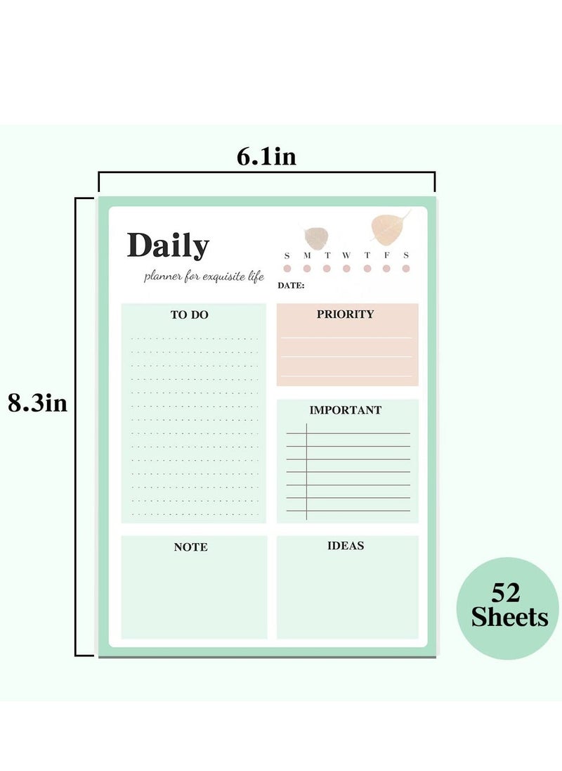 Y&D - Daily Planner Notepad, 2Pcs To Do List Notepad Undated Note Pad, 8.4 X 6.1 Inech 52 Sheets Checklist for Work Planner, Academic Tear-Off Planning School Supplies - Image 1
