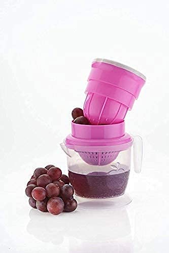 TWOK TWOK 2 in 1 Mini Small Nano Hand Press Manual Juicer for Fruits Orange juicer Special Lemon Grapes Fruits Strainer Multi Use Plastic Grape Spice Rack Kitchenware Multicolour - Image 4
