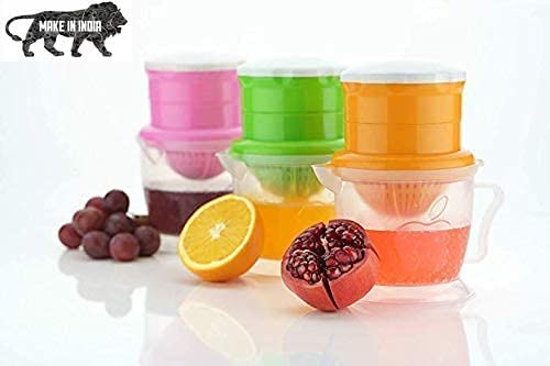 TWOK TWOK 2 in 1 Mini Small Nano Hand Press Manual Juicer for Fruits Orange juicer Special Lemon Grapes Fruits Strainer Multi Use Plastic Grape Spice Rack Kitchenware Multicolour - Image 5