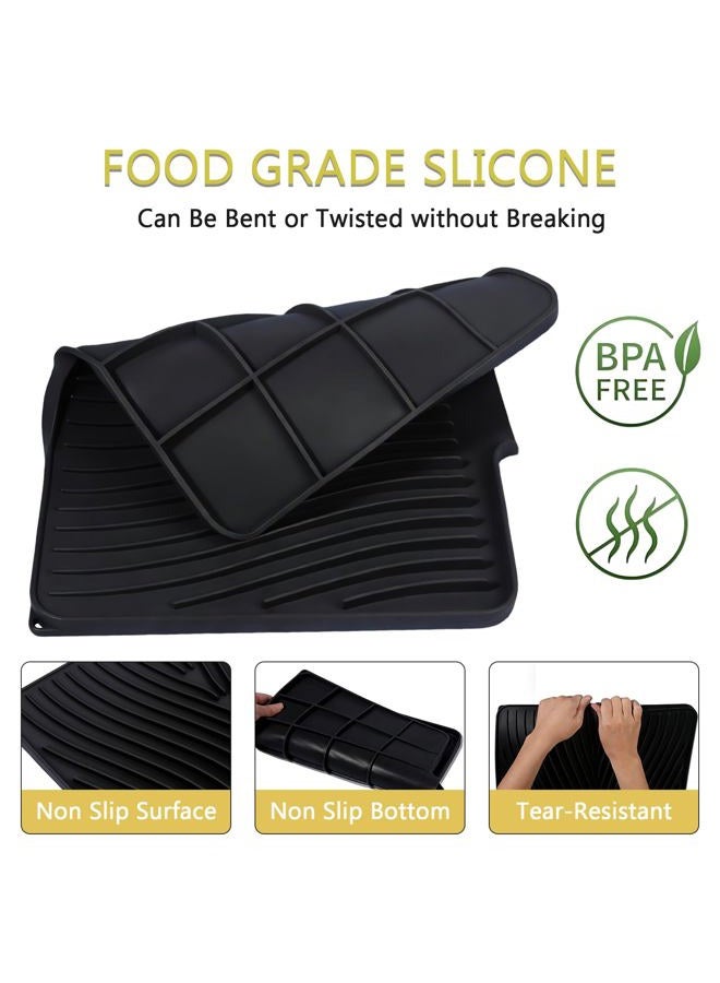 LKYLIVE Silicone Dish Drying Mat for Kitchen Counter,16x13in Silicone Mats with Drain Lip,Easy to Clean, Non-Slip Drain Mat for Multiple Usage - Image 2