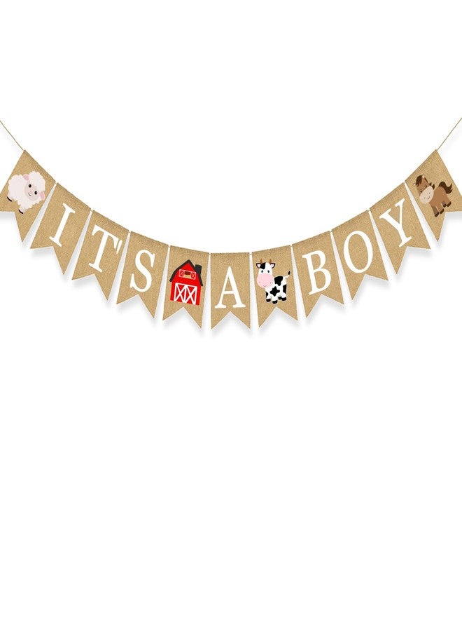 Gankbite Farm Animal Baby Shower Decoration Party Banner Farmhouse Burlap Garland Barnyard Theme Supplies For Boy - Image 1