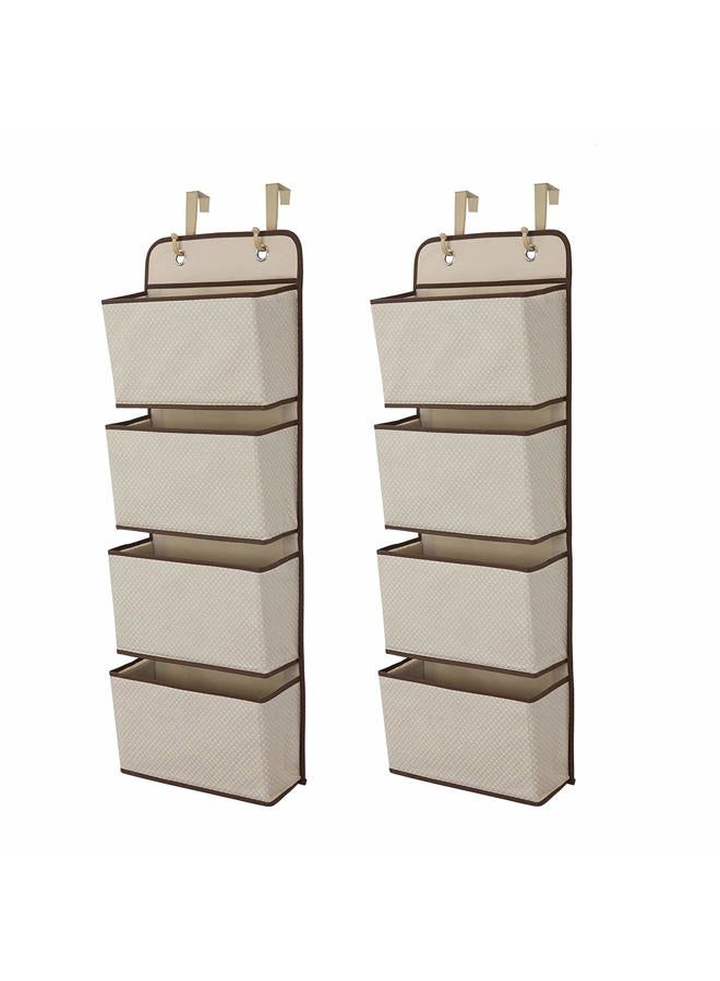 Delta CHILDREN 4 Pocket Over The Door Hanging Organizer - 2 Pack, Easy Storage/Organization Solution - Versatile and Accessible in Any Room in the House, Beige - Image 1