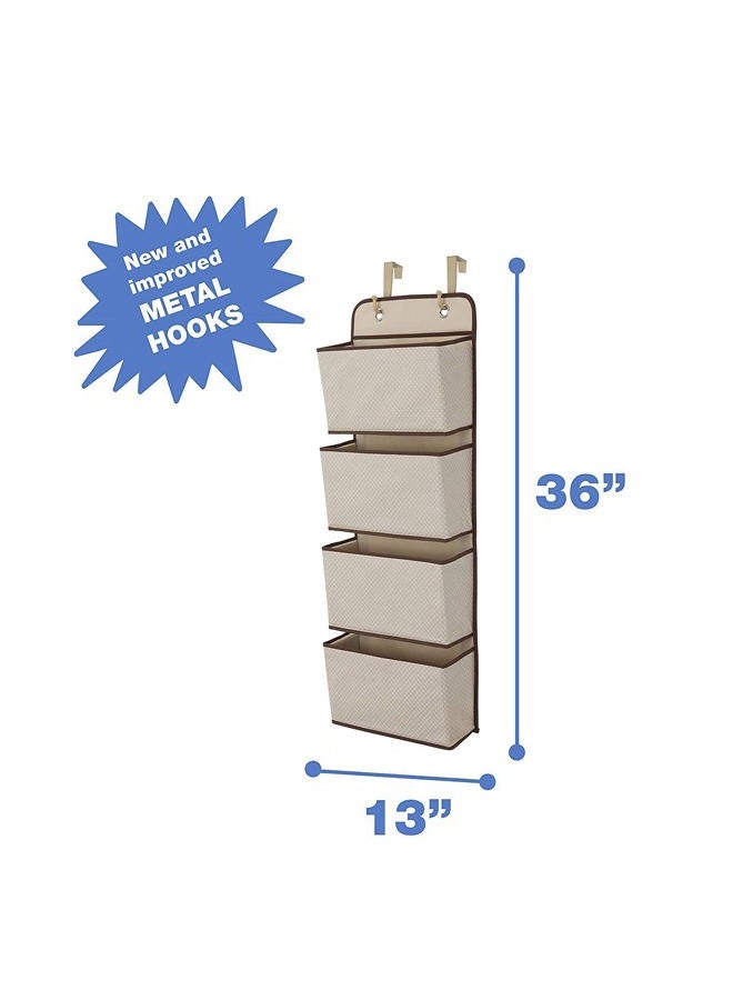 Delta CHILDREN 4 Pocket Over The Door Hanging Organizer - 2 Pack, Easy Storage/Organization Solution - Versatile and Accessible in Any Room in the House, Beige - Image 4