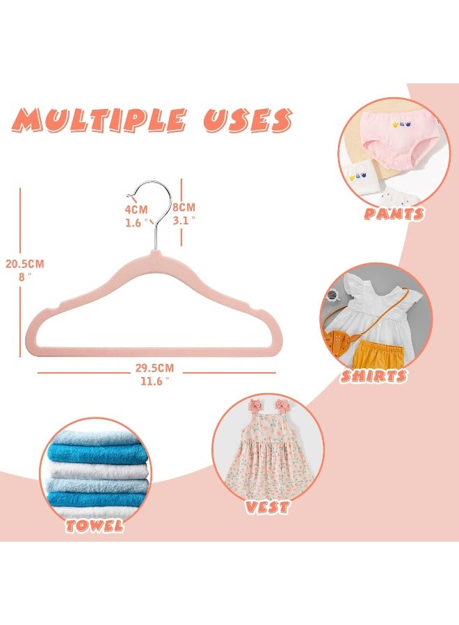 ManGotree Kids Velvet Hangers, 11.6" Non-Slip Toddler Hangers, Ultra Slim Space Saving Childrens Hangers with 360Â° Swivel Hook for Baby Clothes 15 Pack (Light Pink), One Size - Image 2