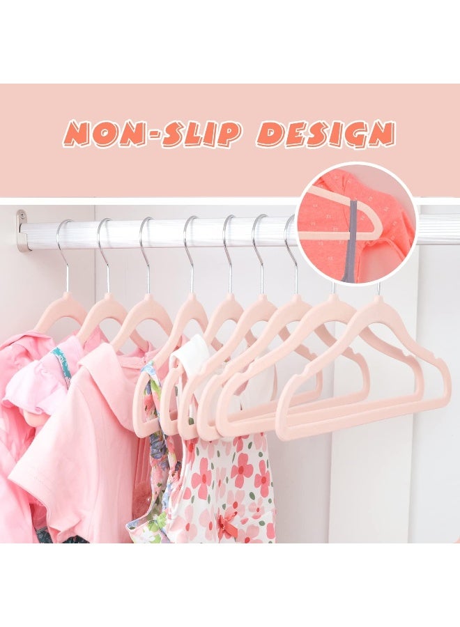 ManGotree Kids Velvet Hangers, 11.6" Non-Slip Toddler Hangers, Ultra Slim Space Saving Childrens Hangers with 360Â° Swivel Hook for Baby Clothes 15 Pack (Light Pink), One Size - Image 4