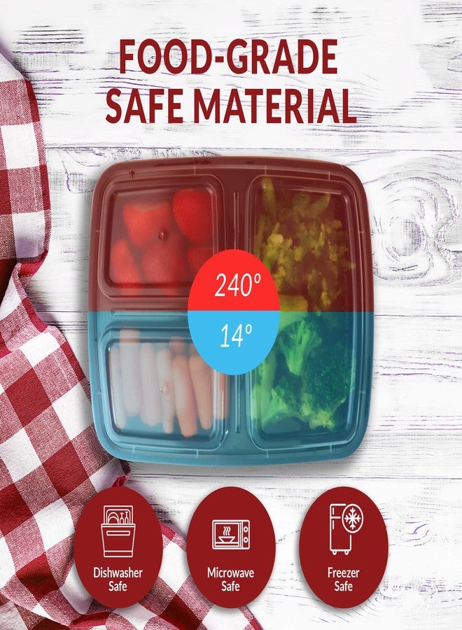 Reli. Meal Prep Containers, 32 oz. | 40 Pack | 3 Compartment Food Container w/Lids | Microwavable Food Storage, To Go | Black Reusable Bento Box/Lunch Box for Meal Prep - Image 5