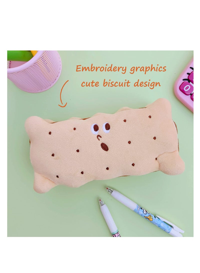 SYOSI Kawaii Pencil Pen Case, Funny Biscuit Stationery Bag, Anime Stationery Pouch, High Capacity Stationery Case, Suitable for Students Teens Girls Boys - Image 2