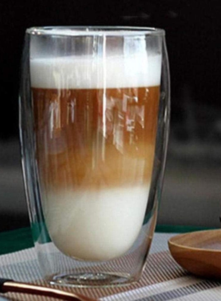 1Chase Set of 2- 450 ML Borosilicate Double Wall Glass Cup , Insulated Coffee Cups for Cappuccino, Macchiato, Latte, Tea, Juice, Iced & Hot - Image 4
