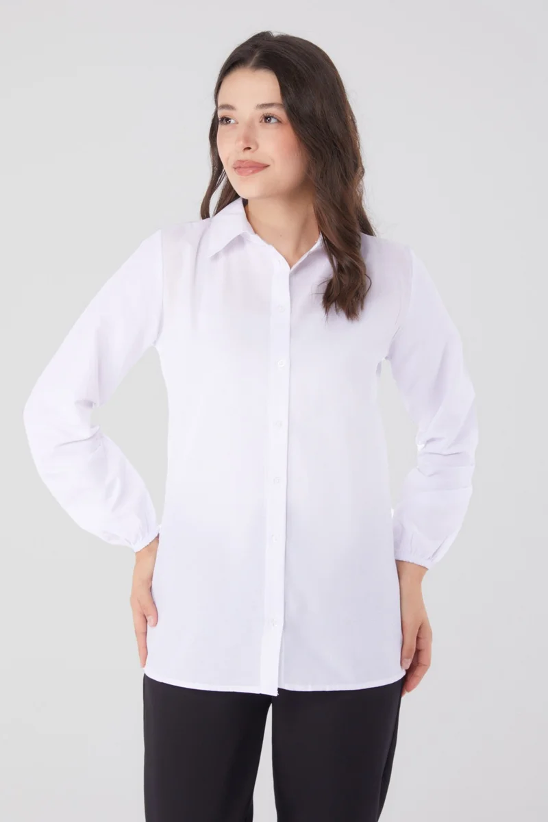 Tofisa Plain Shirt Collar Women's White Shirt - 13249