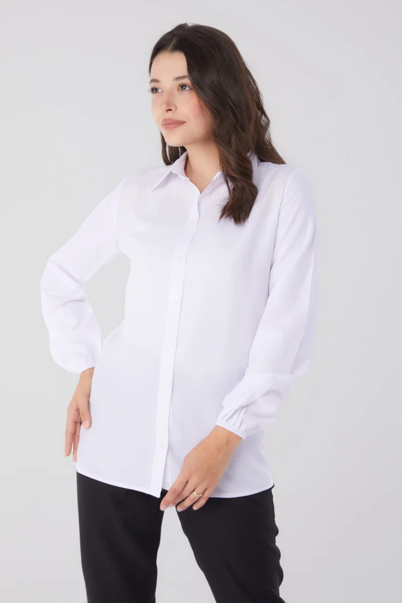 Tofisa Plain Shirt Collar Women's White Shirt - 13249