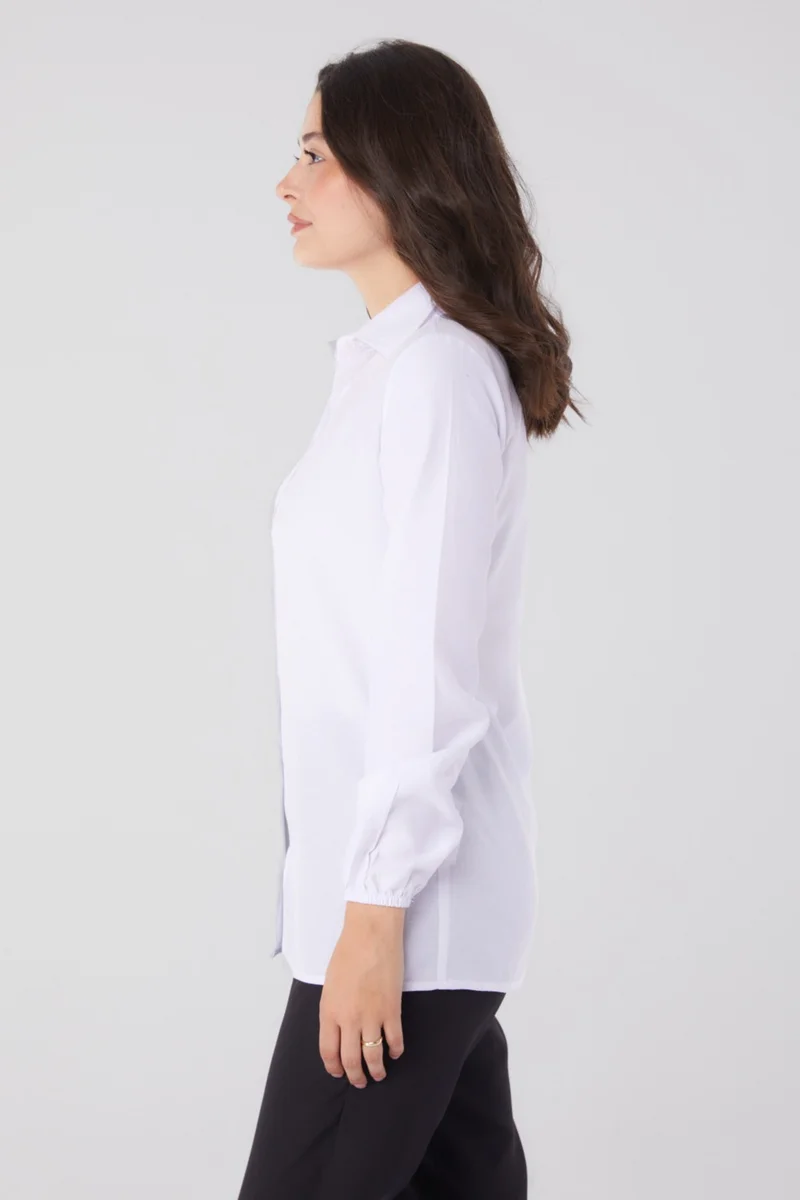 Tofisa Plain Shirt Collar Women's White Shirt - 13249