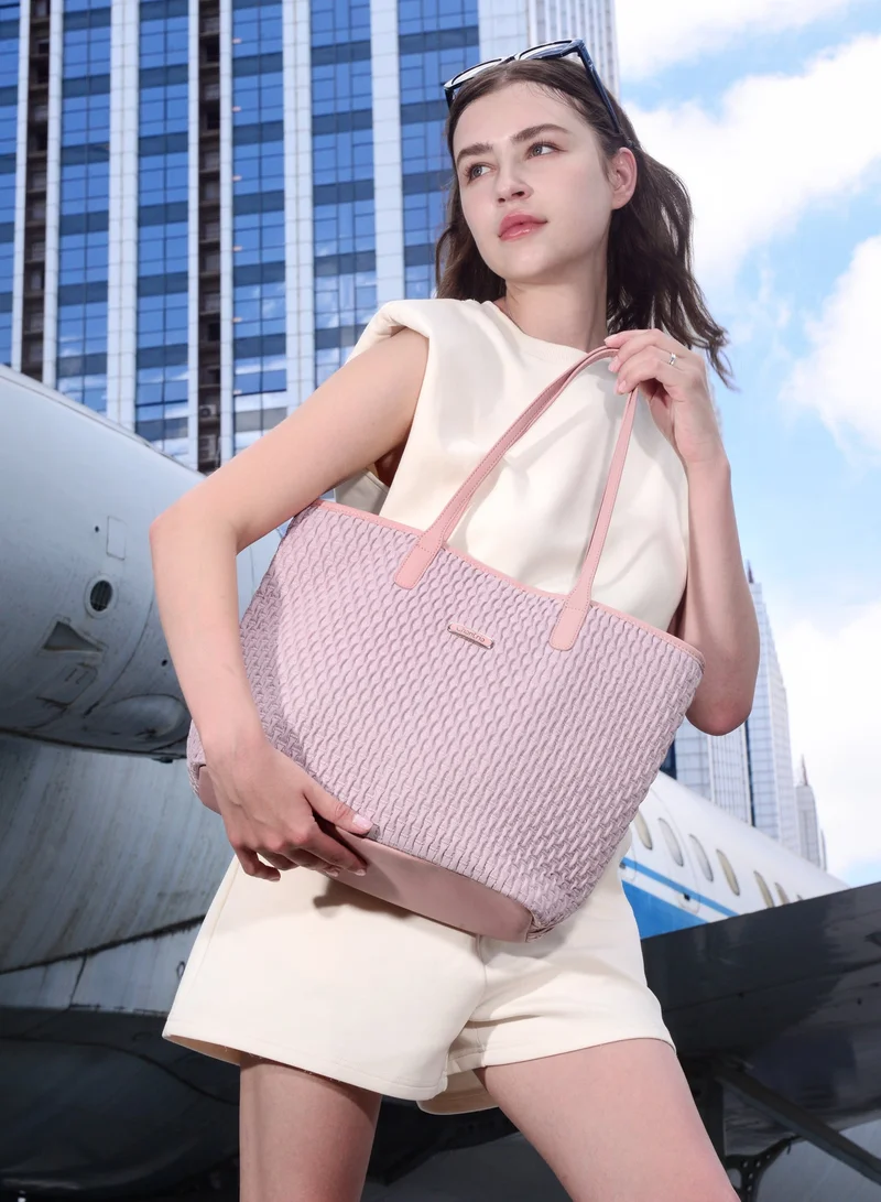 Chantria Premium Hand Bag for Women Water Resistant Multifunctional Tote Bag with Multiple Compartment for Casual Office College School, CB00801, Pink