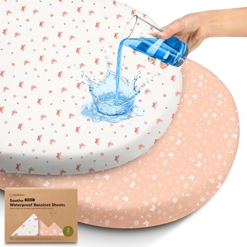 KeaBabies 2 قطع ملاءات مائية لسرير الأطفال القابل للماء للبنات والأولاد من القطن 33x17 واقي غطاء مرتبة عالمي متوافق مع GracoBaby DelightChiccoHalo Bassinest Swivel Sleeper FittedButterflies - Image 1