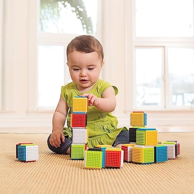 PRESS & STAY SENSORY BLOCKS FOR BABIES AGE GRADE 6M+, 24-PIECE SET, MULTICOLOR - Image 2