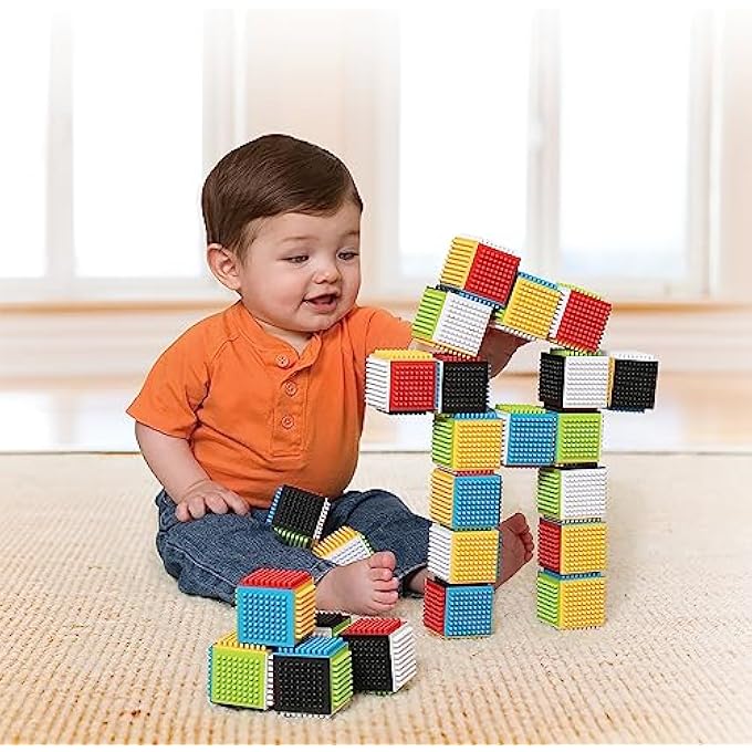 PRESS & STAY SENSORY BLOCKS FOR BABIES AGE GRADE 6M+, 24-PIECE SET, MULTICOLOR - Image 3