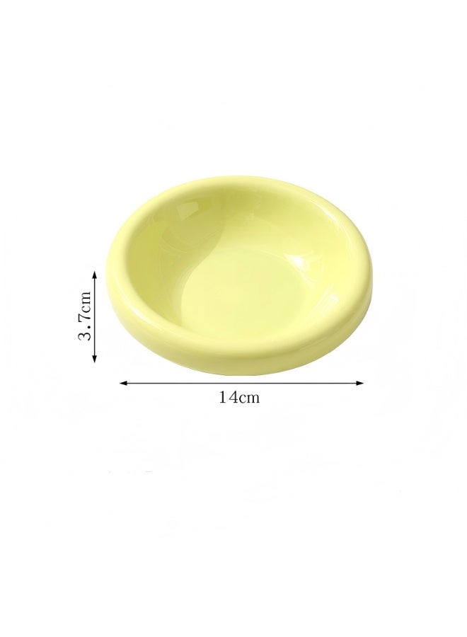 Elevated PE Double Pet Bowls, Non-Slip Feeding Station for Cats & Small Dogs, Fluorescent Yellow, 200ml Each  Bowl - Image 3