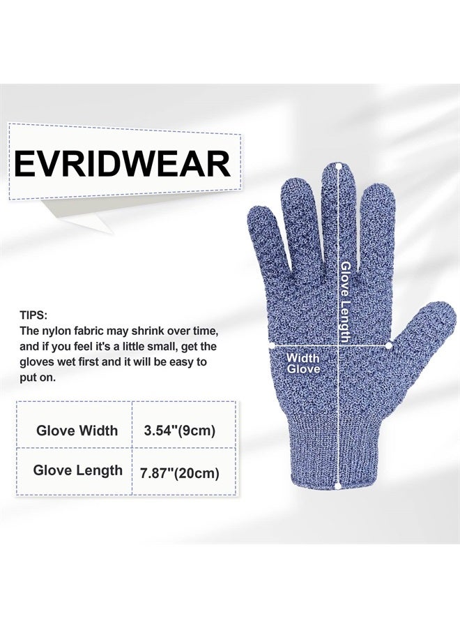 Evridwear Exfoliating Dual Texture Bath Gloves for Shower, Spa, Massage and Body Scrubs, Dead Skin Cell Remover, Gloves with Hanging Loop (3 Pairs)  - Image 3