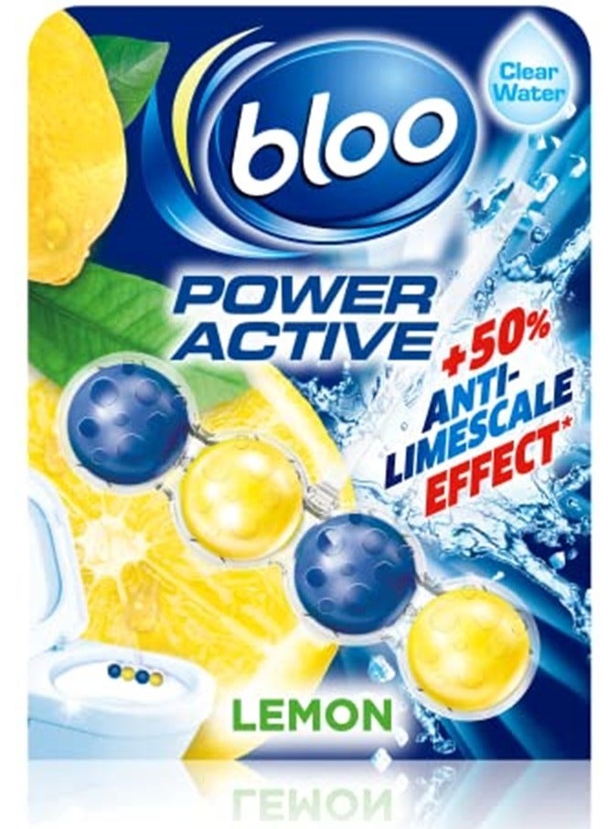 Bloo Power Active Balls Lemon – Advanced Rim Block with Cleaning Foam, Anti-Limescale Protection, and Extra Freshness
