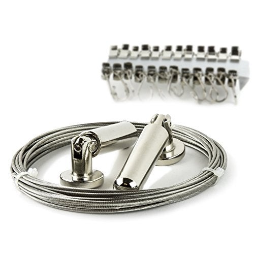 Wallniture Curtain Rod Set for Tapestry, Kids Crafts, Wall Decor Picture Hanging Kit with 24 Metal Clips - Image 1