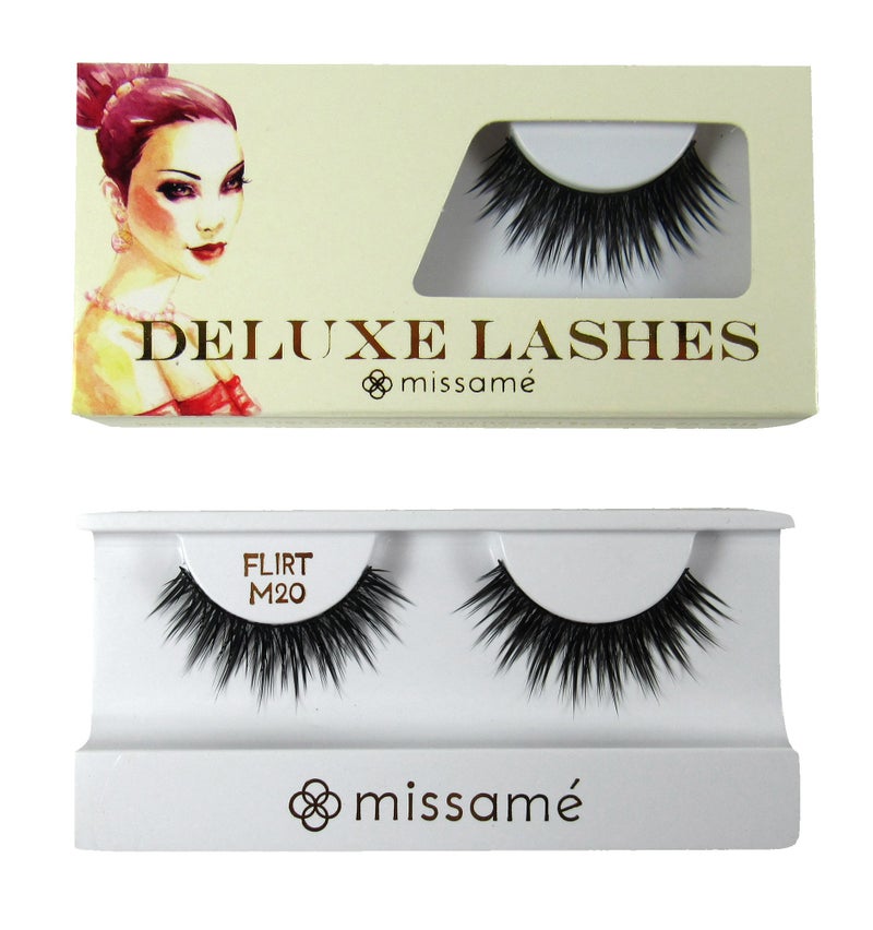Missam FLIRT Deluxe Party False Eyelashes Set Handmade with Premium Synthetic Fibers Black 1 Pair