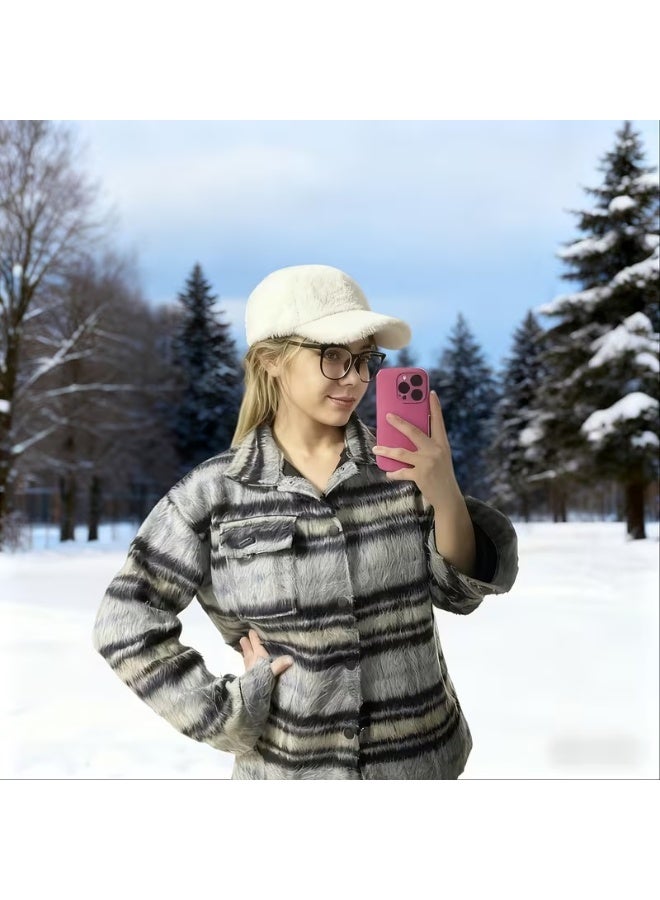 Women's winter baseball cap in white - Image 1