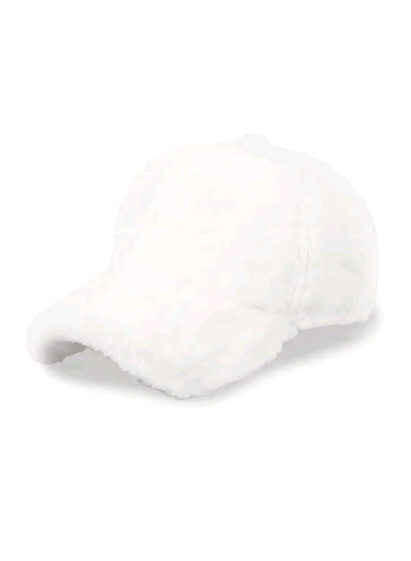 Women's winter baseball cap in white - Image 3