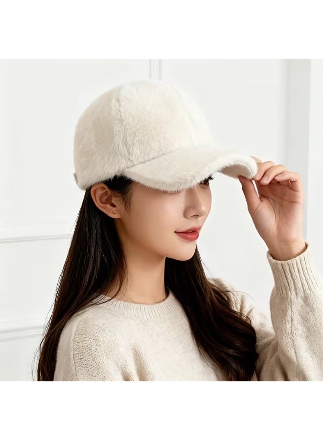 Women's winter baseball cap in white - Image 5