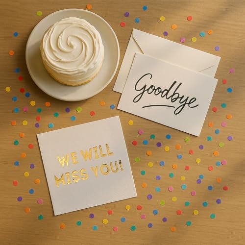 Cloverjoyed We Will Miss You Cocktail Napkins - 50 Pack White - Farewell, Going Away, Retirement Party Decorations Supplies, Coworkers Leaving Goodbye, Military Army Good Luck, Moving Celebrations - Image 4