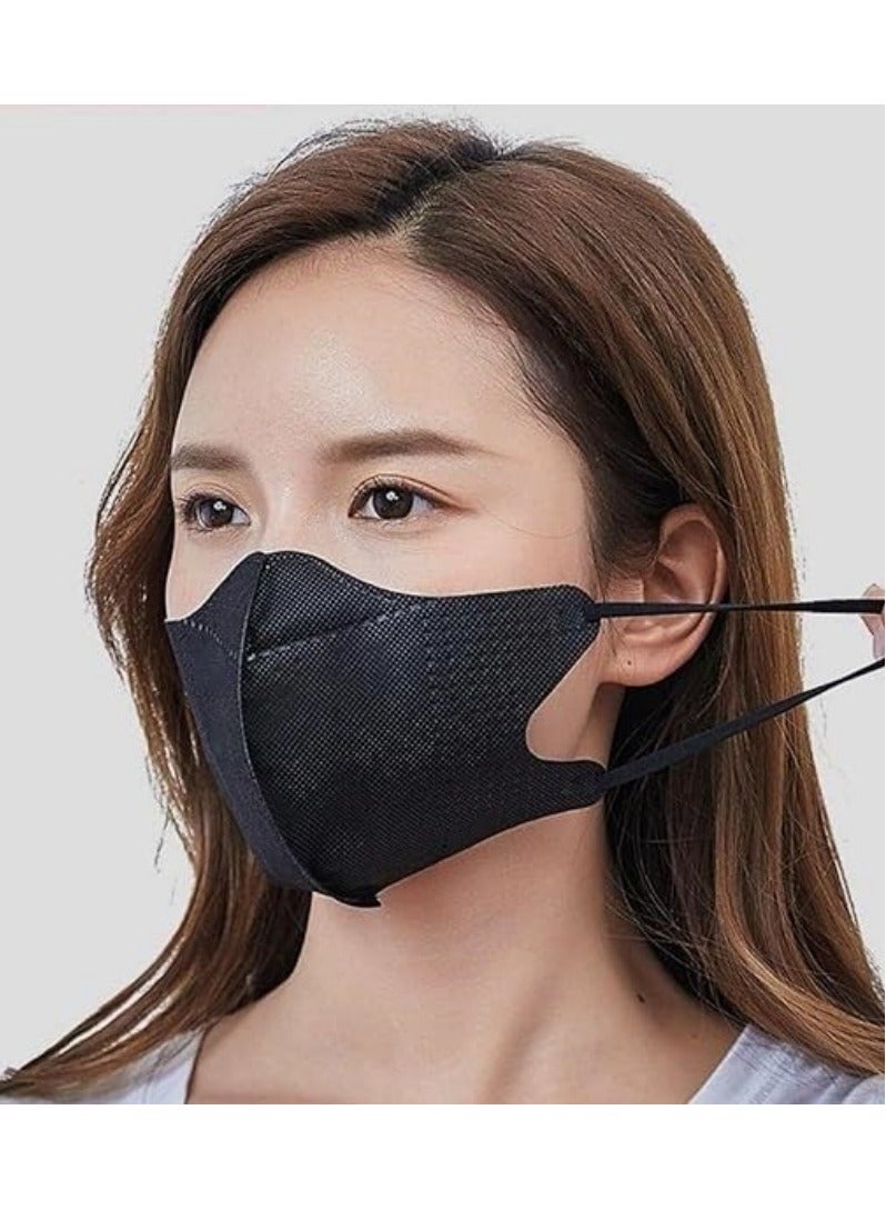 50 Pcs 3D Disposable Face Mask Unisex Adult's 3-Ply Melt Blown Filter Face Mask With Elastic Ear Loop - Black - Image 1