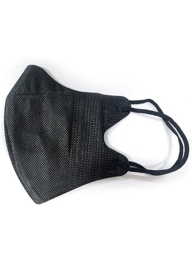 50 Pcs 3D Disposable Face Mask Unisex Adult's 3-Ply Melt Blown Filter Face Mask With Elastic Ear Loop - Black - Image 2