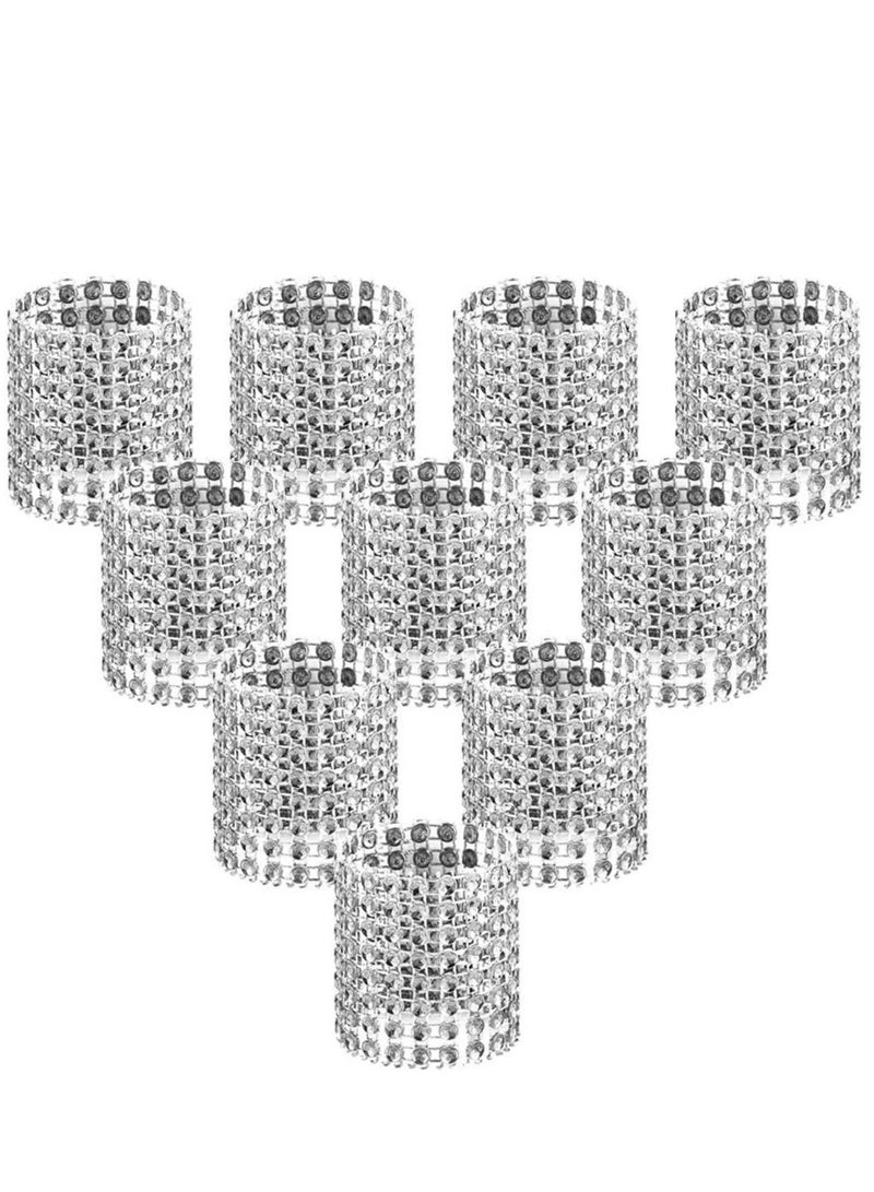 GROWSTEADY 100 pieces Silver Rhinestone Napkin Rings for Banquet Decoration Scene Layout  - Image 1