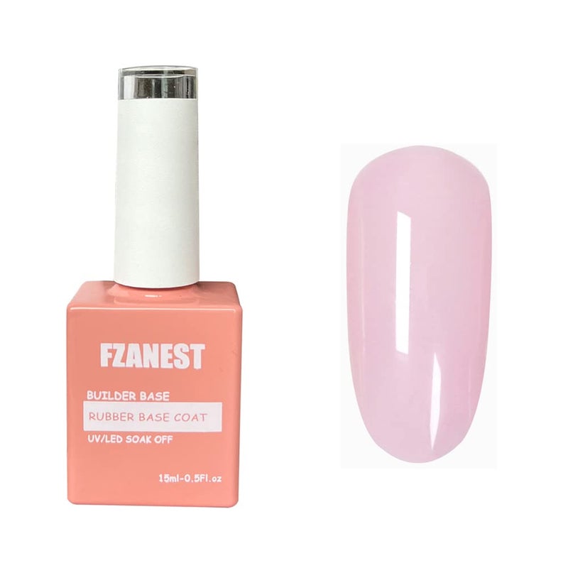 FZANEST Milky Pink Gel Nail Polish, Builder Rubber Base Gel for Nails Strengthener Extension Building Aprex Natural Nails Brush On Builder In a Bottle UV LED - Image 1