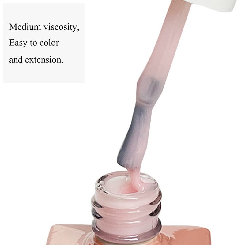 FZANEST Milky Pink Gel Nail Polish, Builder Rubber Base Gel for Nails Strengthener Extension Building Aprex Natural Nails Brush On Builder In a Bottle UV LED - Image 2