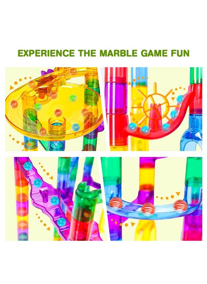 Meland Meland Marble Run - 132Pcs Marble Maze Game Building Toy for Kid, Marble Track Race Set & STEM Learning Toys for Boy Girl Age 3 4 5 6 7 8 9+ (102 Translucent Marbulous Pcs & 30 Glass Marbles)  - Image 3