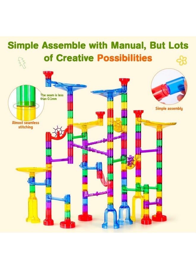 Meland Meland Marble Run - 132Pcs Marble Maze Game Building Toy for Kid, Marble Track Race Set & STEM Learning Toys for Boy Girl Age 3 4 5 6 7 8 9+ (102 Translucent Marbulous Pcs & 30 Glass Marbles)  - Image 5
