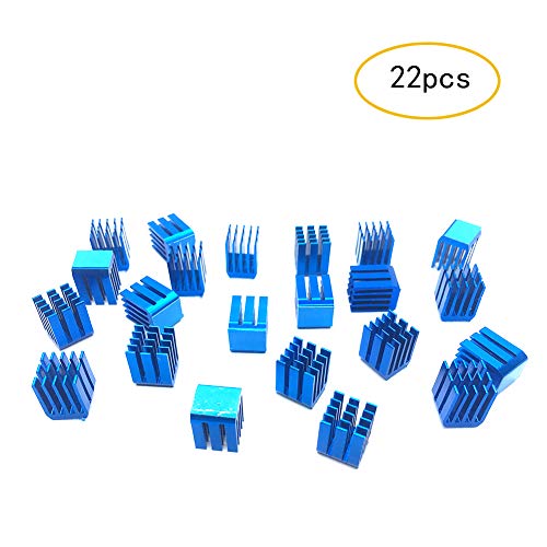 SGTKJSJS 3D Printer Heatsink Kit + Thermal Conductive Adhesive Tape, Cooler Heat Sink Cooling TMC2130 TMC2100 A4988 DRV8825 TMC2208 Stepper Motor Driver Module (22pcs) - Image 2