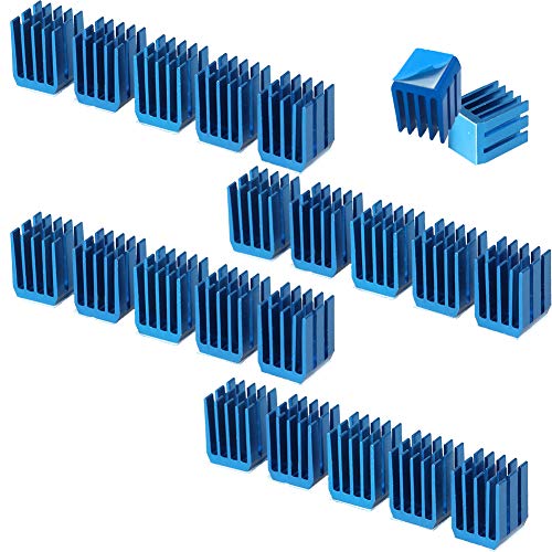 SGTKJSJS 3D Printer Heatsink Kit + Thermal Conductive Adhesive Tape, Cooler Heat Sink Cooling TMC2130 TMC2100 A4988 DRV8825 TMC2208 Stepper Motor Driver Module (22pcs) - Image 1