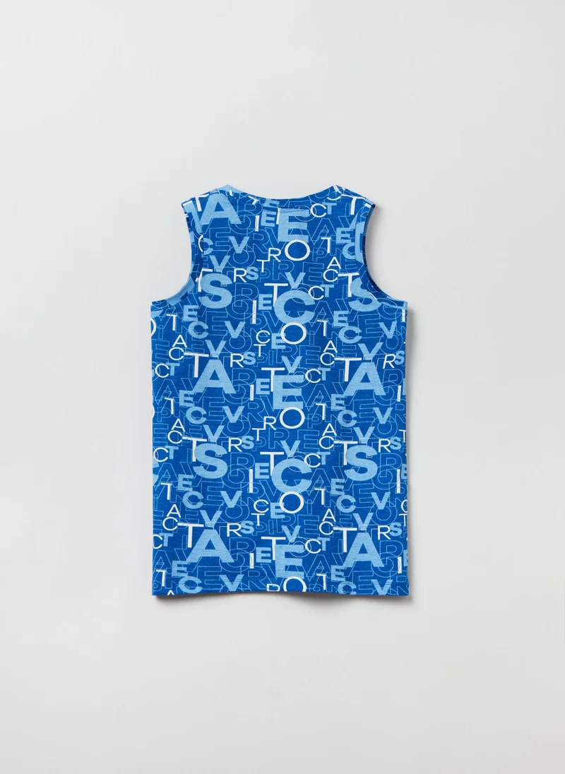 Ovs Racerback Vest With Print And Mesh Pocket