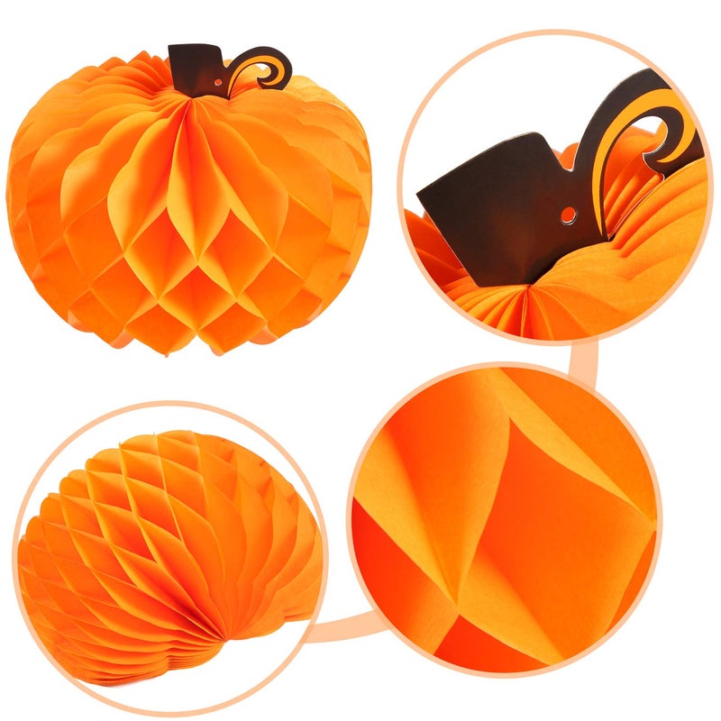 JOVITEC 10 Pack 10.2 Inch Paper Pumpkin Honeycomb Centerpieces 3D Tissue Pumpkins Paper Hanging Decoration Halloween Thanksgiving Day Party Birthday Wedding Home Party Supplies - Image 4