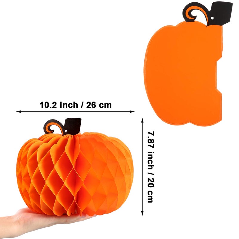 JOVITEC 10 Pack 10.2 Inch Paper Pumpkin Honeycomb Centerpieces 3D Tissue Pumpkins Paper Hanging Decoration Halloween Thanksgiving Day Party Birthday Wedding Home Party Supplies - Image 3