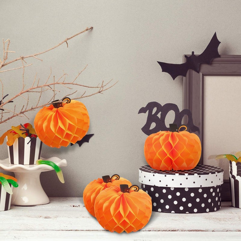 JOVITEC 10 Pack 10.2 Inch Paper Pumpkin Honeycomb Centerpieces 3D Tissue Pumpkins Paper Hanging Decoration Halloween Thanksgiving Day Party Birthday Wedding Home Party Supplies - Image 5