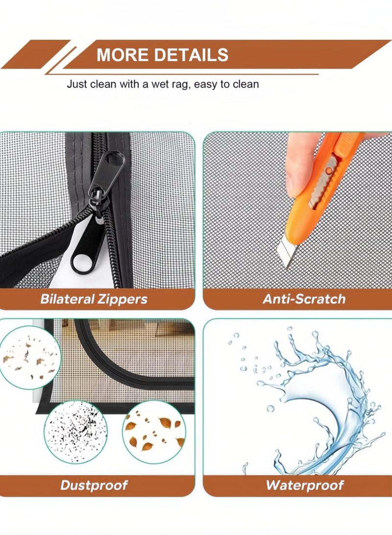 Optico Mesh Screen Door, 100 x 210cm Pet Screen Door Cat Resistant Mesh Screen Door Two Way Zipper Pets Proof Screen Door Pet-Proof Anti-Mosquito Door Curtain for Living Room, Bedroom, Patio, Kitchen - Image 2