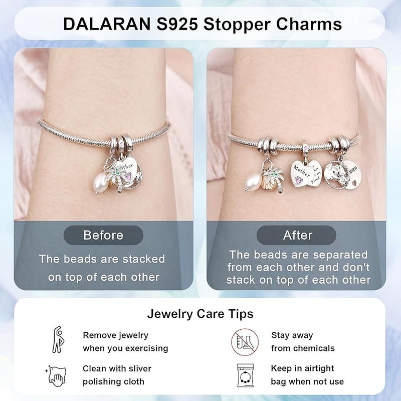 DALARAN 925 Sterling Silver Charms for Bracelet Tree of Life Family Beads Green Leavs Dream Catcher Charm - Image 3