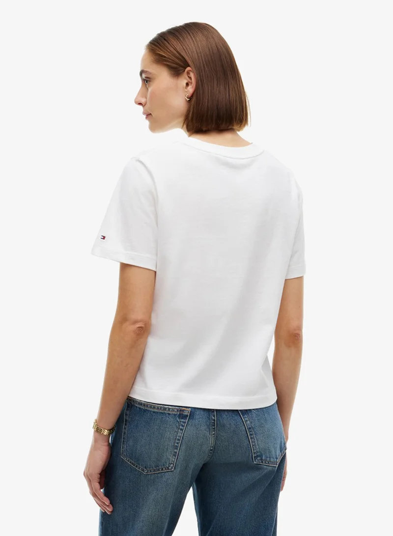 تومي هيلفيغر Logo Jersey Crew Neck T-Shirt