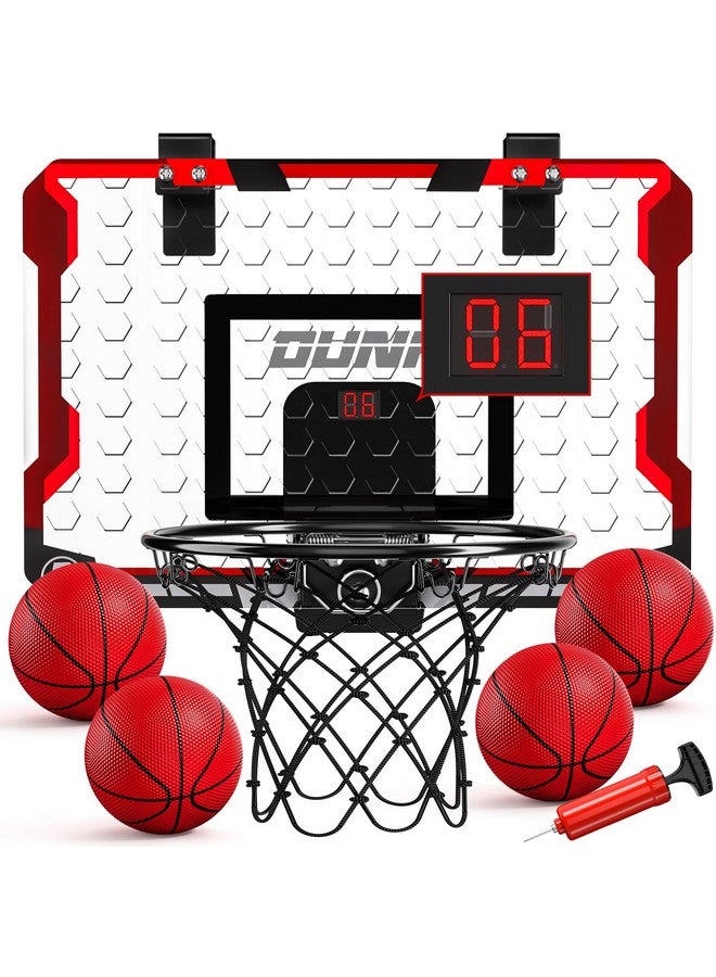 TEMI Basketball Hoop Indoor, Mini Basketball Hoop With 4 Balls & Electronic Scoreboard, Over The Door Basketball Hoop, Basketball Toys For Boys Girls Age 5 6 7 8 9 10 11 12 - Kids & Teens Gift Ideas - Image 1