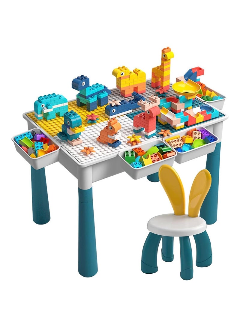 Building Block Table For Kids Activity Table With Adjustable Legs Compatible Bricks Stool And Storage Boxes Ideal For Toddler Play And Learning Perfect For Boys And Girls  - Image 1
