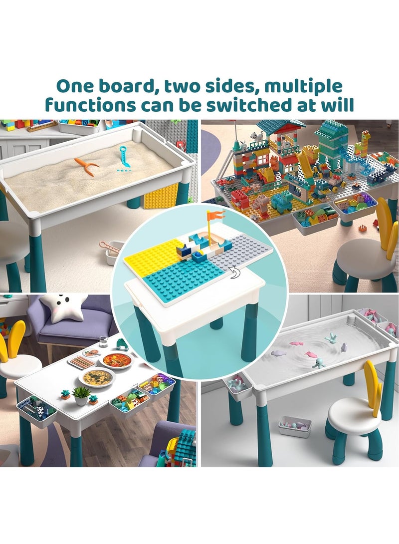 Building Block Table For Kids Activity Table With Adjustable Legs Compatible Bricks Stool And Storage Boxes Ideal For Toddler Play And Learning Perfect For Boys And Girls  - Image 3