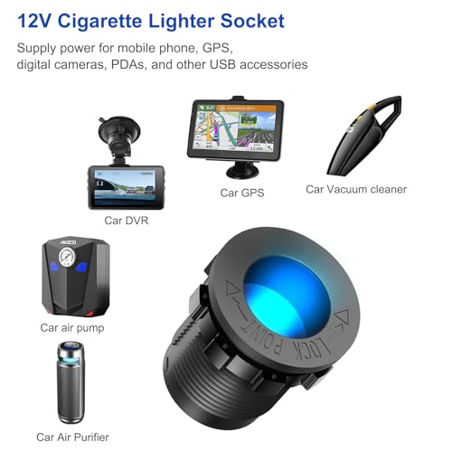 Hapytrip 2025 Upgraded 4 Port 12 Volt USB Outlet Cigarette Lighter Socket Panel, Dual PD3.0 and Dual QC3.0 USB Ports Aluminum Car Charger with Voltmeter, Lighted 150W Socket, 2 in 1 DIY Kit for Boat RV, etc. - Image 3